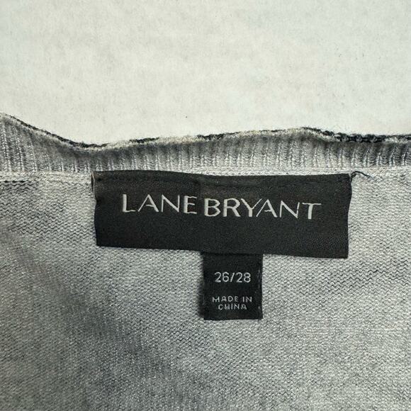 Lane Bryant Scoop Neck Long Sleeve Faux Lace Cardigan Women 26-28  Black Gray - Picture 5 of 6